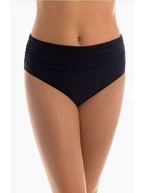 Magicsuit Solid Jersey Bief Size 12 High Waisted Shirring Black Bottoms NWT $78